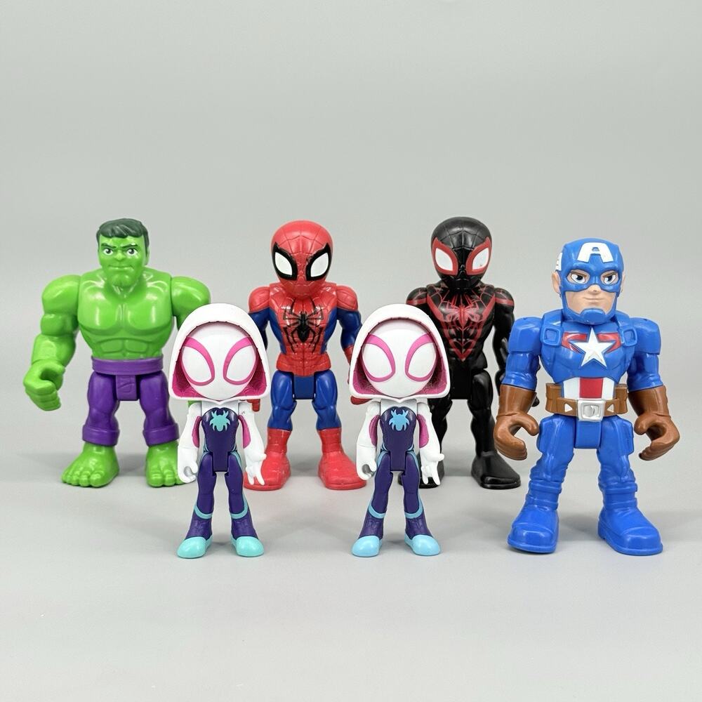 Hasbro Marvel Superhero Adventures Mega Mighties + Ghost Spider 5" Figures Lot